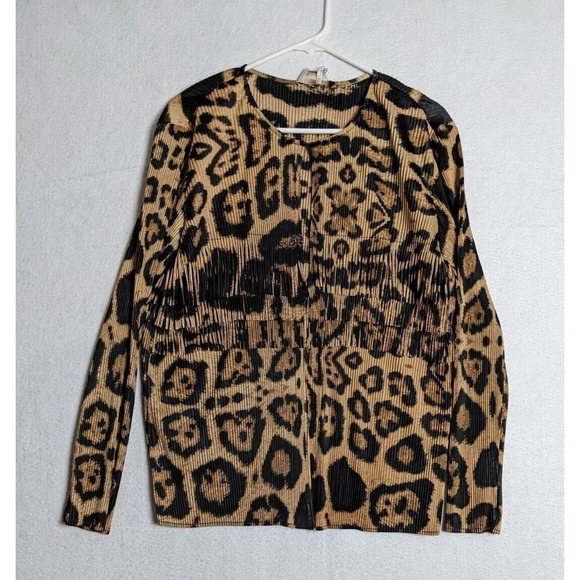 Chico's Jackets & Blazers - Chicos Womens Jacket Top Size 3 XL Leopard Fringe Chocolate Chip Polyester Brown